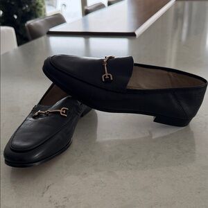 Sam Edelman Black Loafers with Gold Detail size 7.5